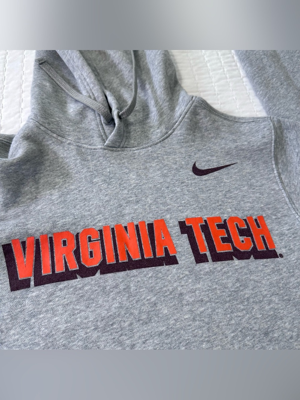 Unisex Nike Gray Fleece PO Hoodie with Orange Virginia Tech Script In Size S - Picture 7 of 12